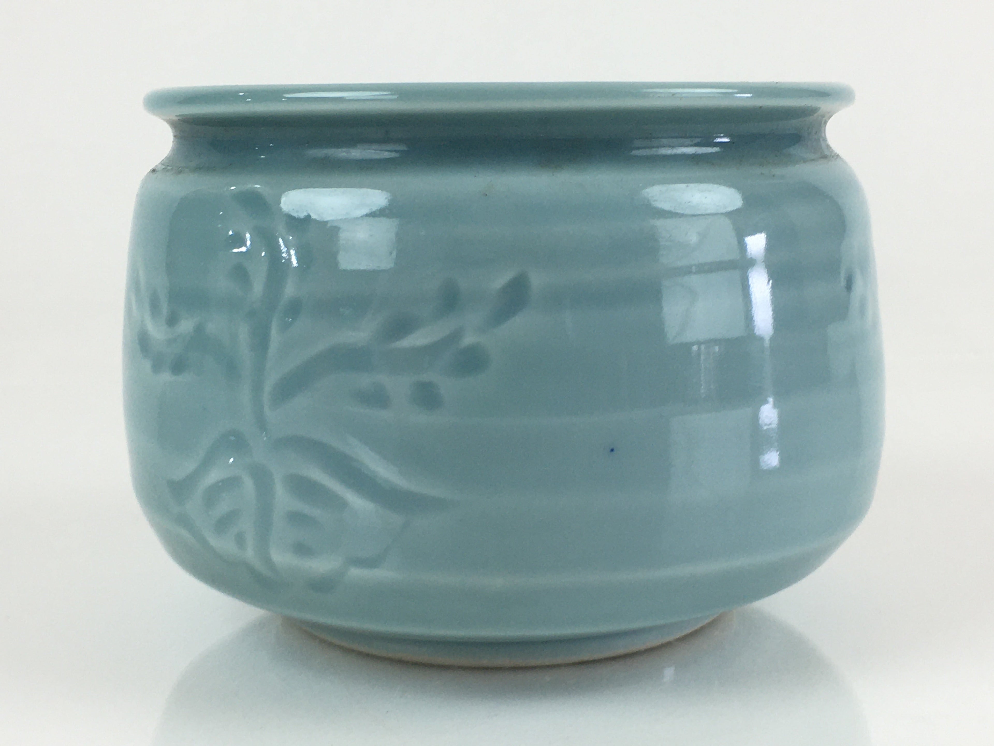 Japanese Celadon Wastewater Receptacle Tea Ceremony Basin Bowl Vtg Kensui GTB938