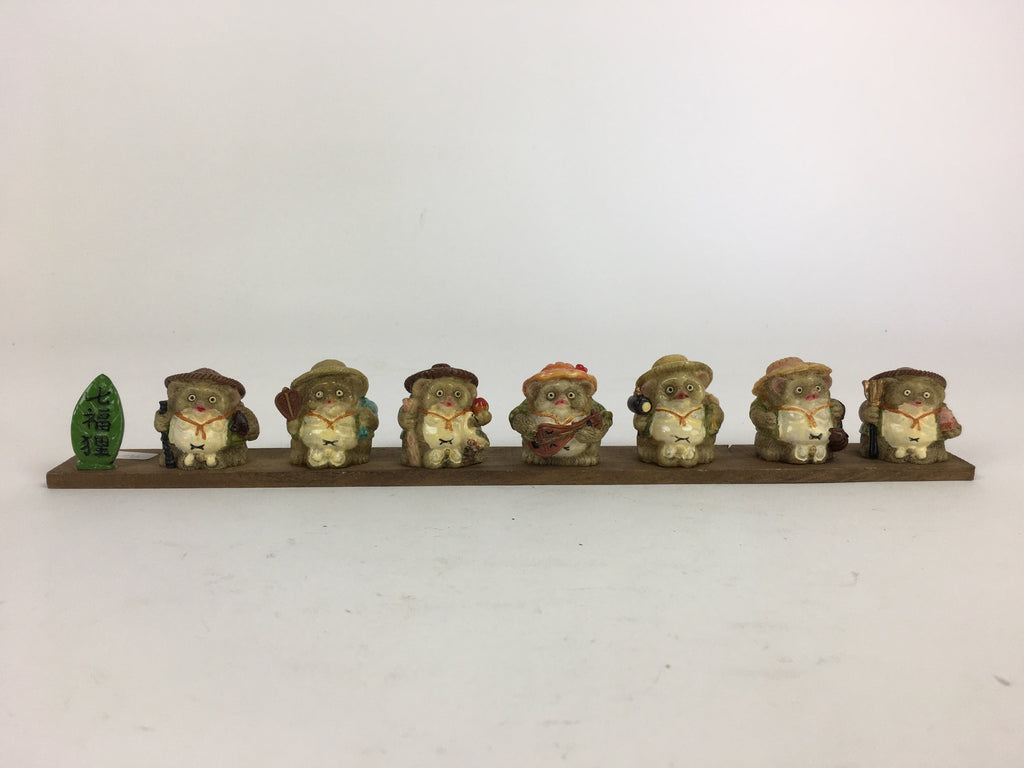 Japanese Ceramic 7 Lucky Gods Statue Raccoon Dog Vtg Figurine Okimono BD762