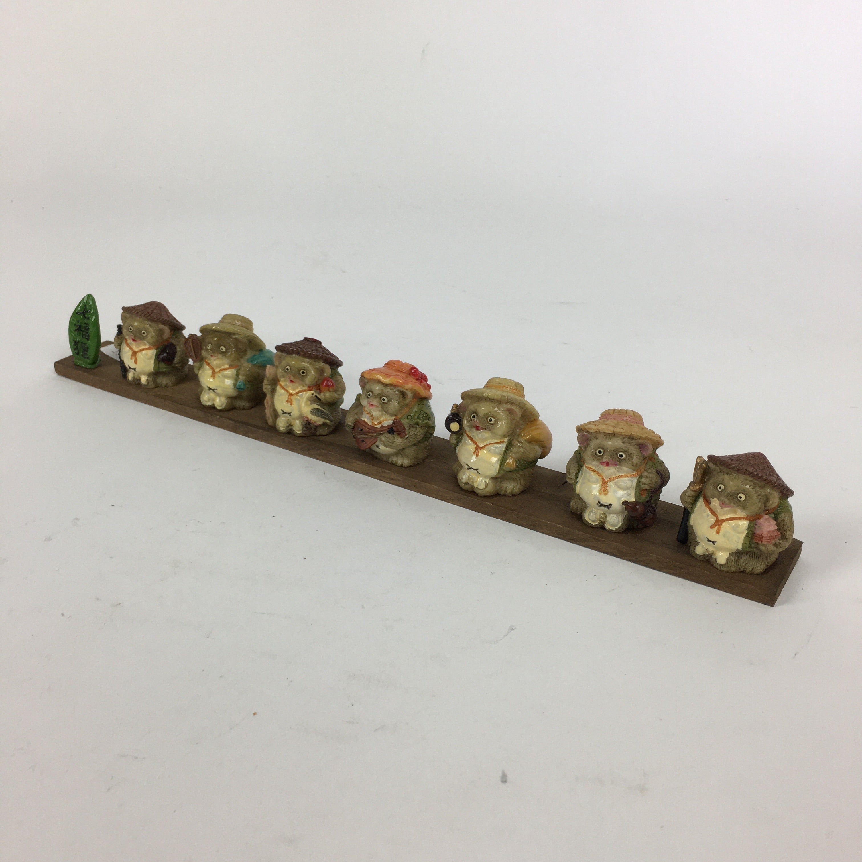 Japanese Ceramic 7 Lucky Gods Statue Raccoon Dog Vtg Figurine Okimono BD762
