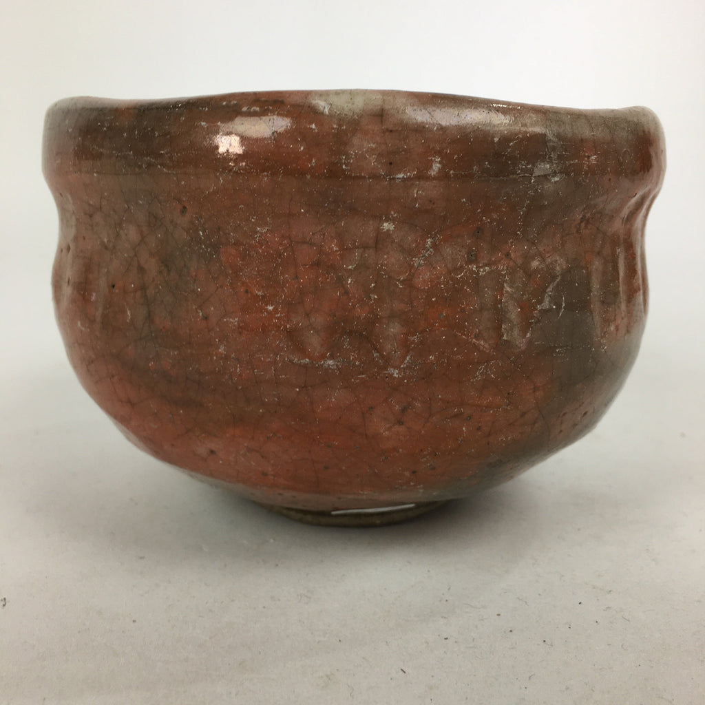 Japanese Ceramic Aka-Raku Tea Ceremony Green Tea Bowl Vtg Chawan GTB871