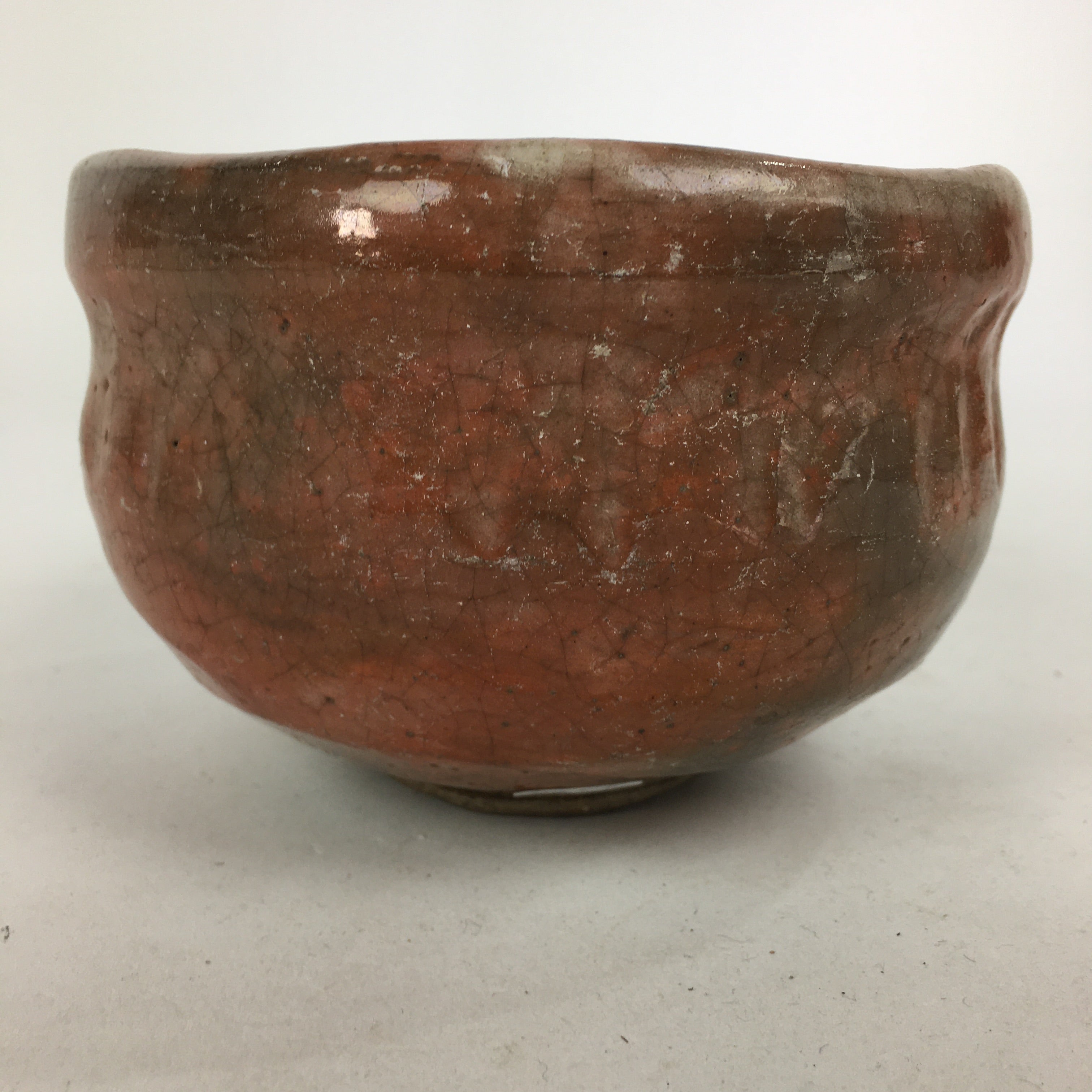 Japanese Ceramic Aka-Raku Tea Ceremony Green Tea Bowl Vtg Chawan GTB871