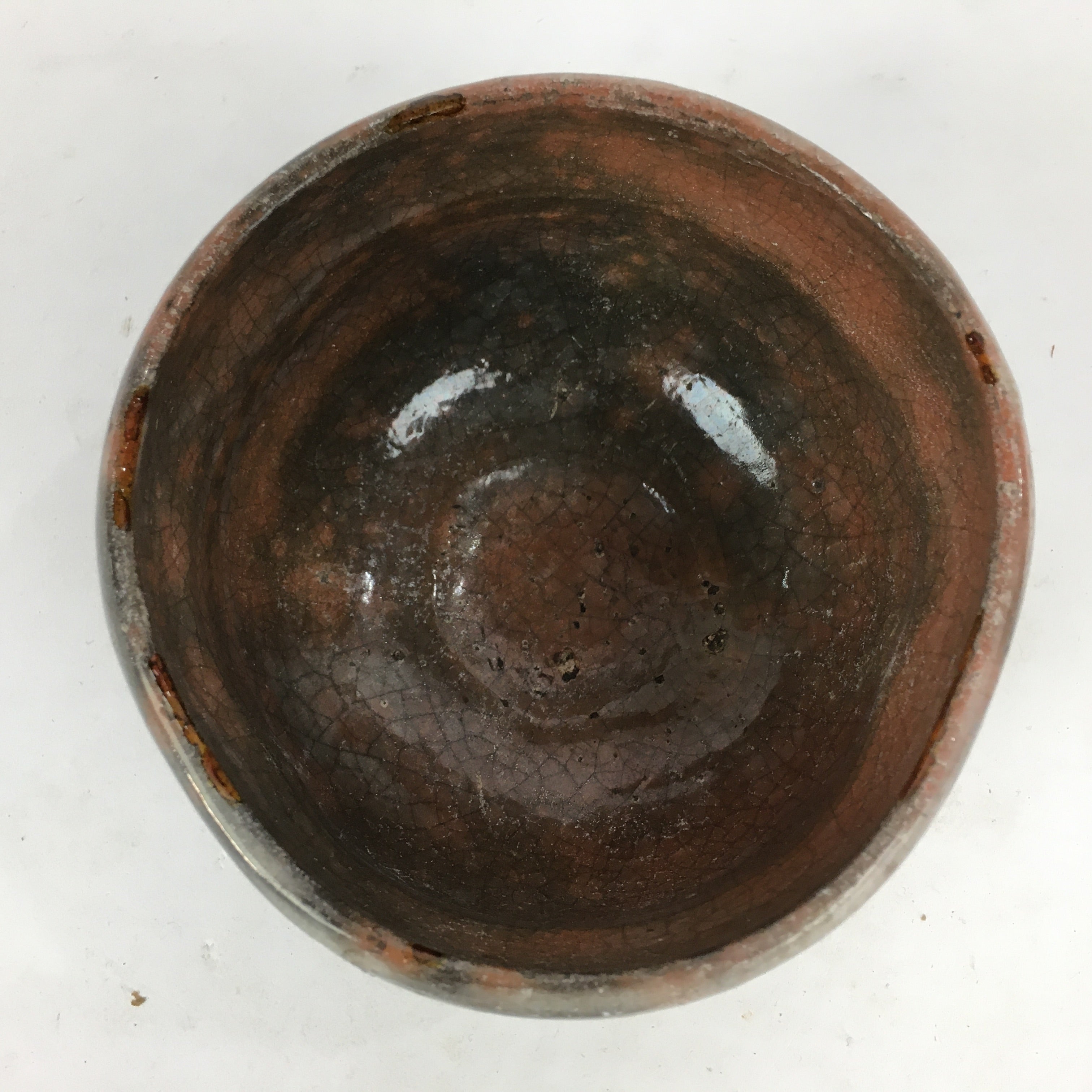 Japanese Ceramic Aka-Raku Tea Ceremony Green Tea Bowl Vtg Chawan GTB871