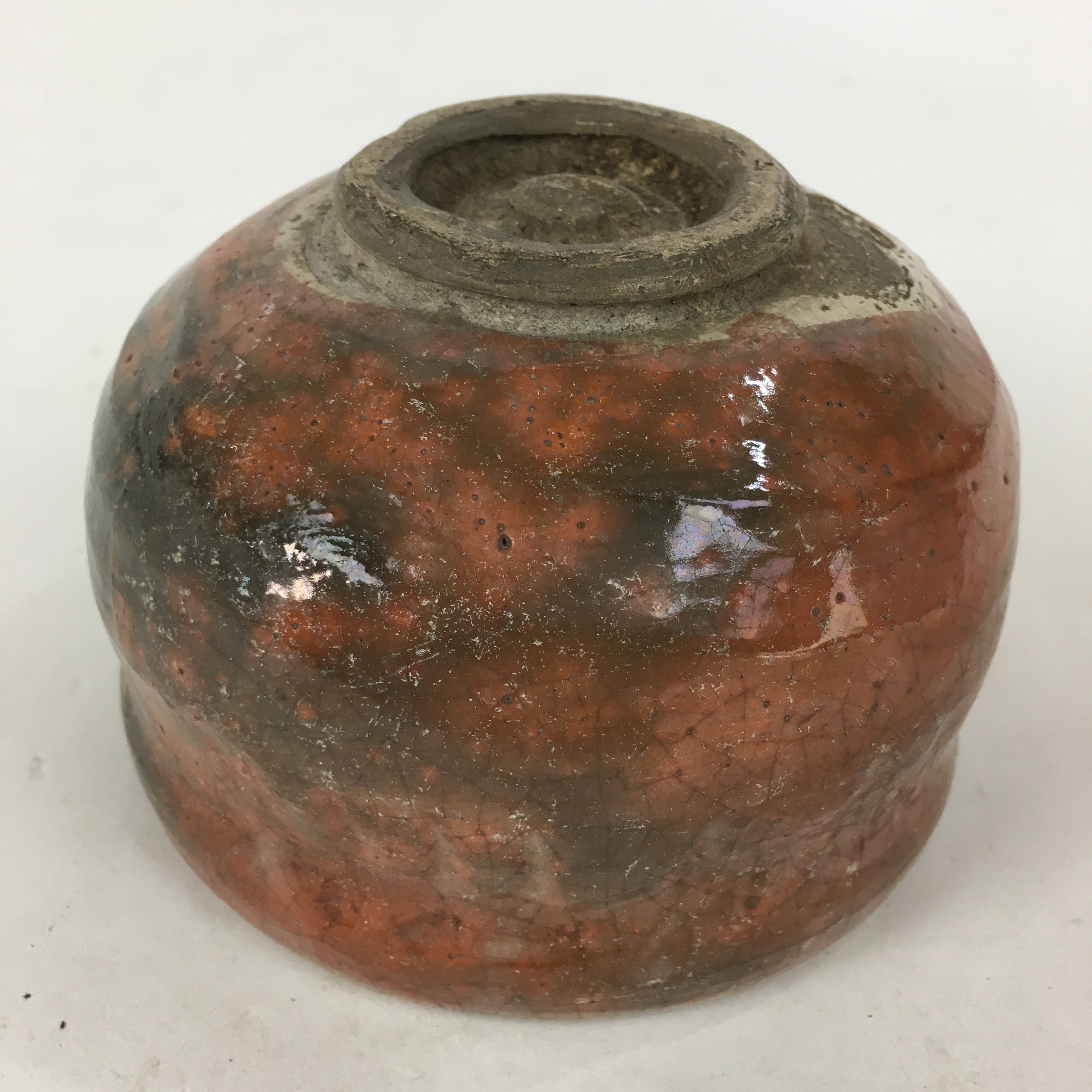 Japanese Ceramic Aka-Raku Tea Ceremony Green Tea Bowl Vtg Chawan GTB871