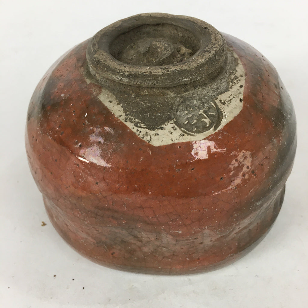Japanese Ceramic Aka-Raku Tea Ceremony Green Tea Bowl Vtg Chawan GTB871