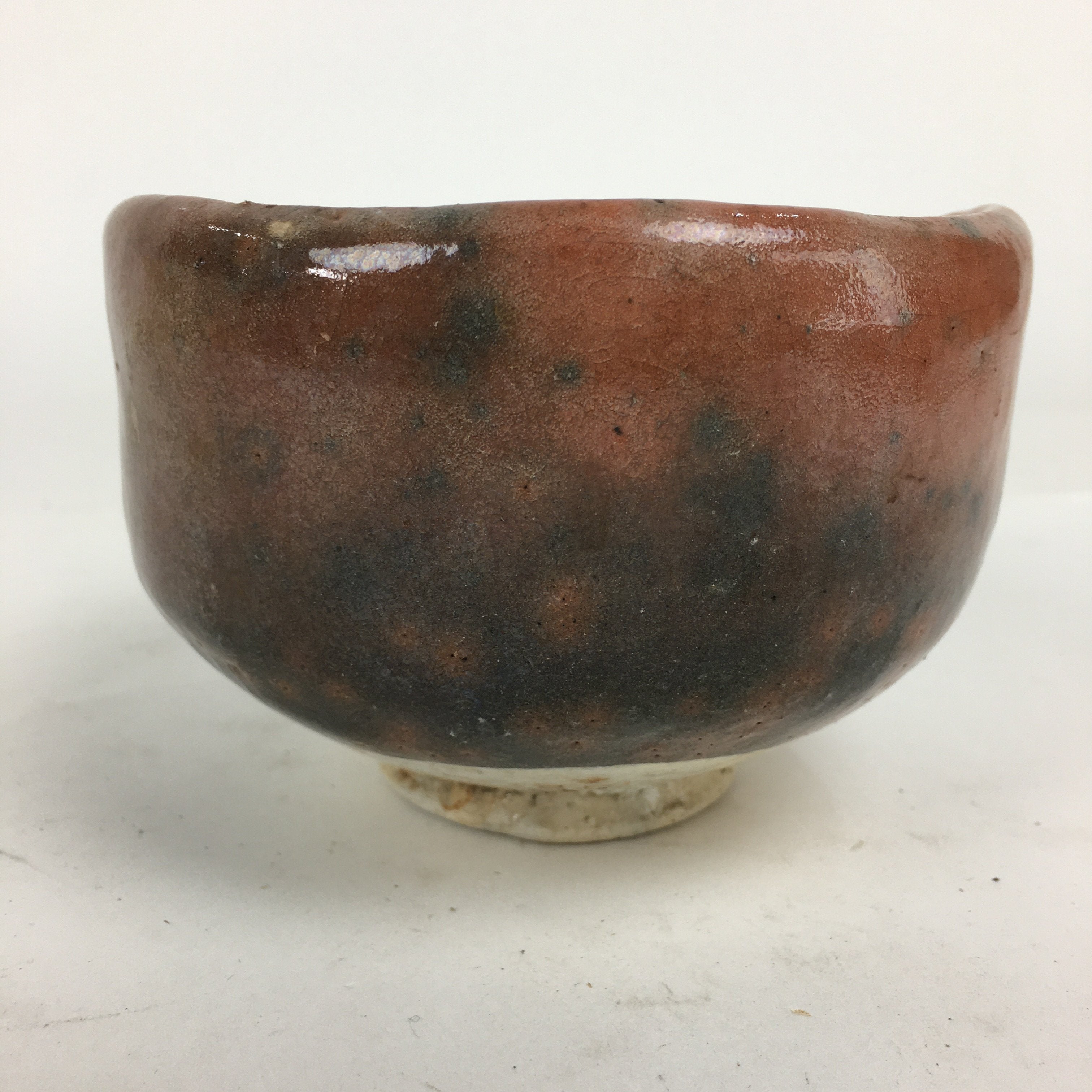 Japanese Ceramic Akaraku ware Tea Ceremony Bowl Vtg Red Matcha Chawan GTB776