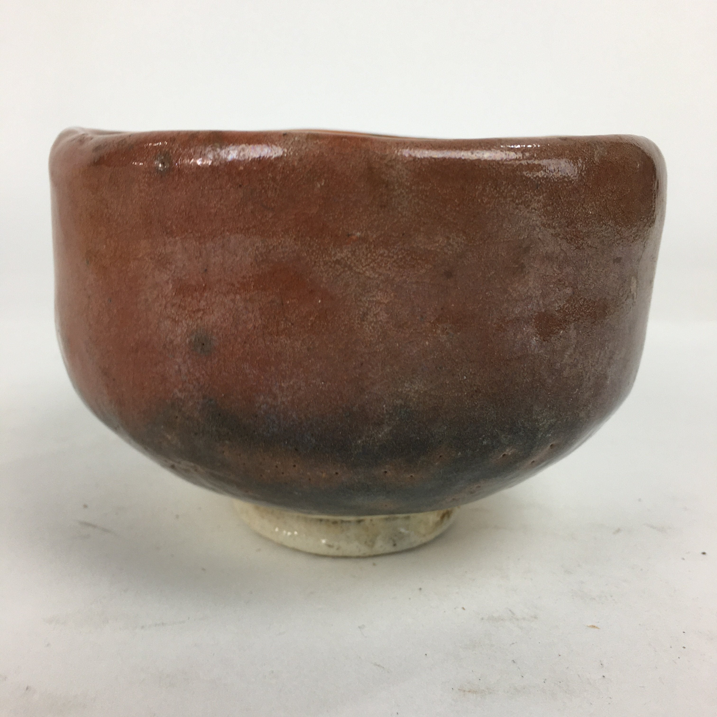 Japanese Ceramic Akaraku ware Tea Ceremony Bowl Vtg Red Matcha Chawan GTB776