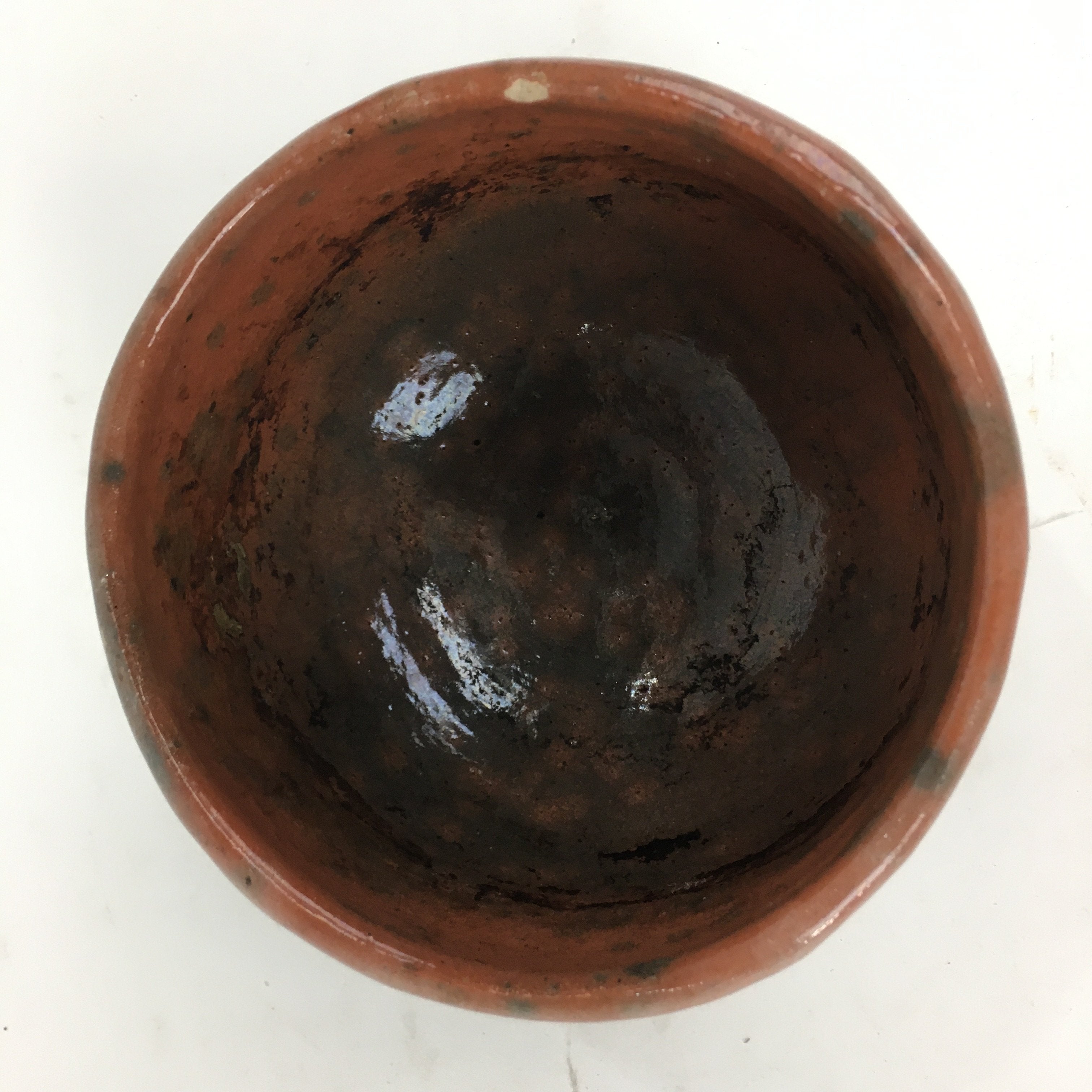 Japanese Ceramic Akaraku ware Tea Ceremony Bowl Vtg Red Matcha Chawan GTB776