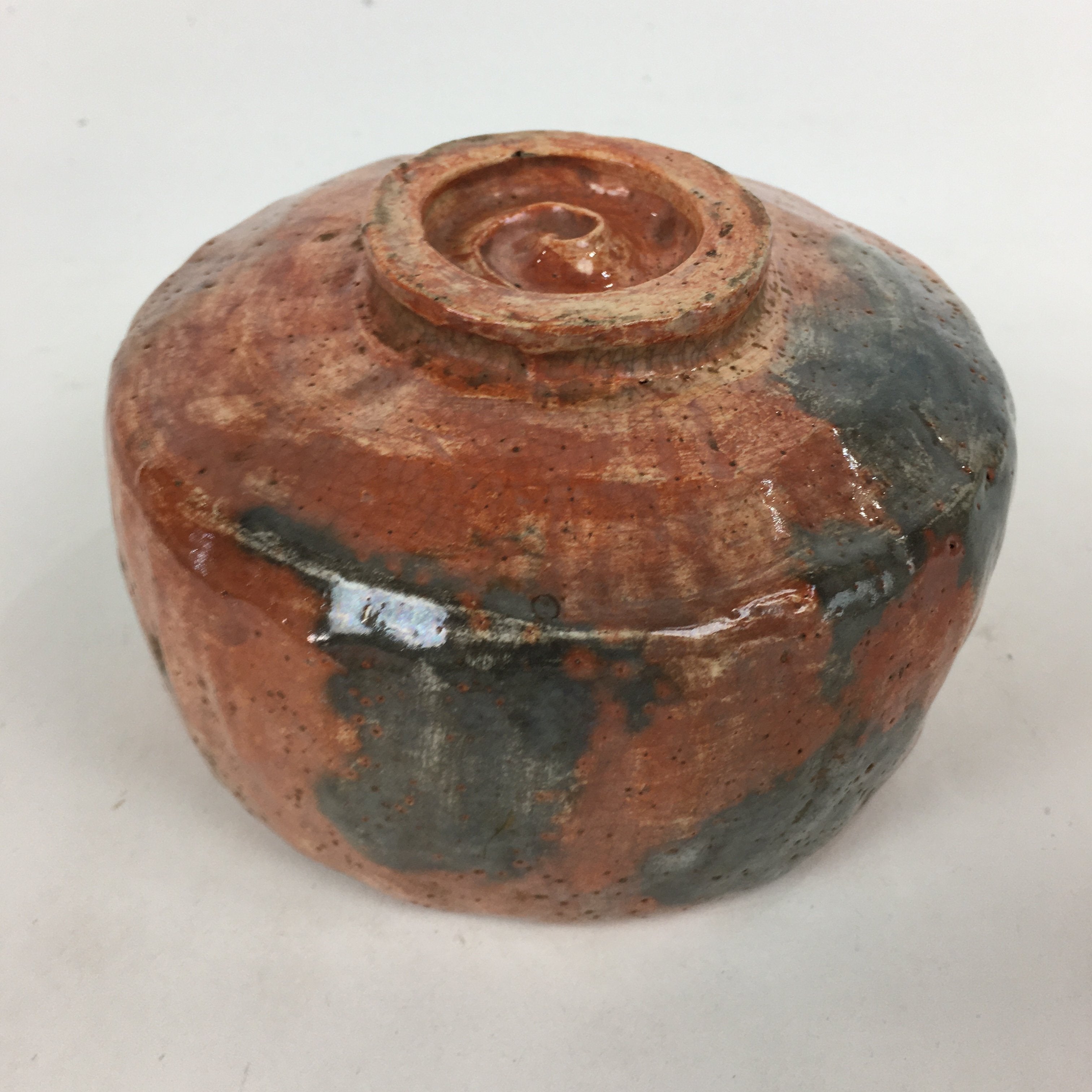 Japanese Ceramic Akaraku ware Tea Ceremony Bowl Vtg Red Matcha Chawan GTB789