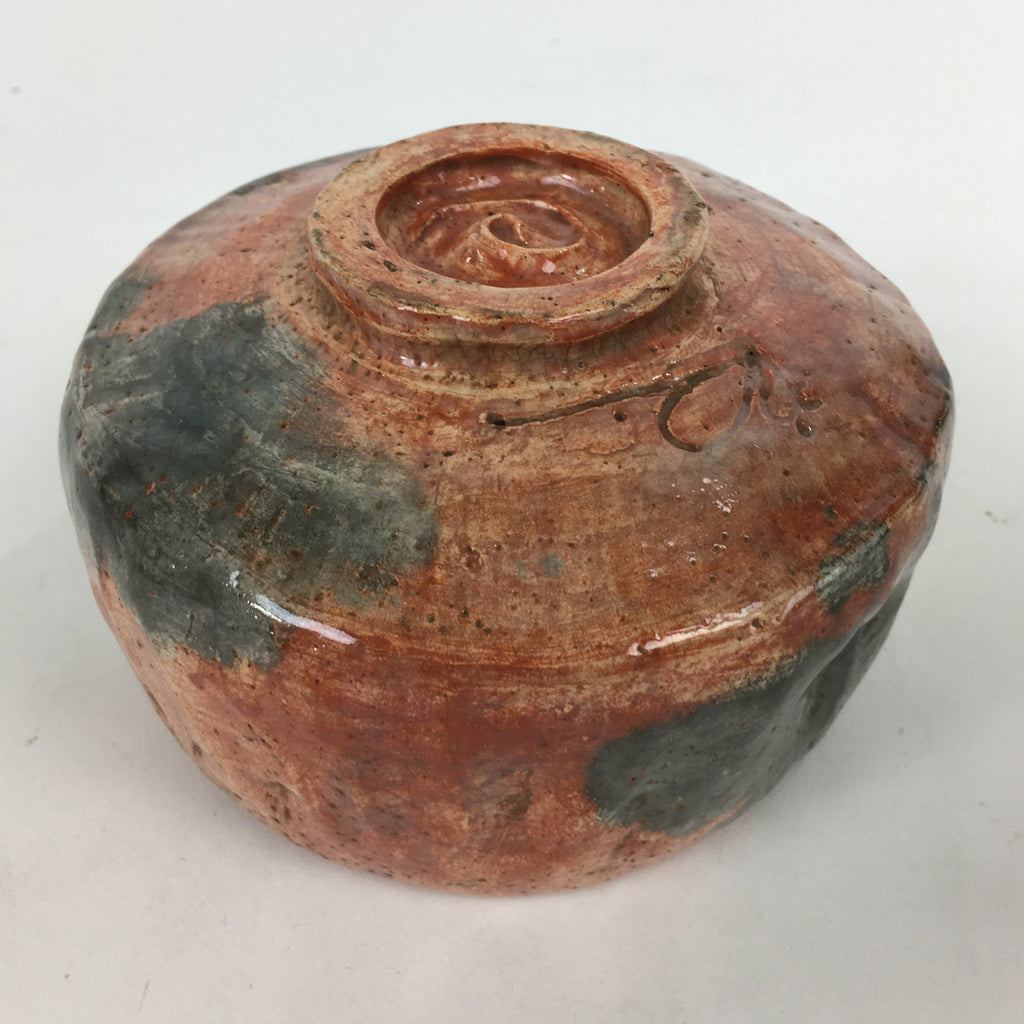 Japanese Ceramic Akaraku ware Tea Ceremony Bowl Vtg Red Matcha Chawan GTB789