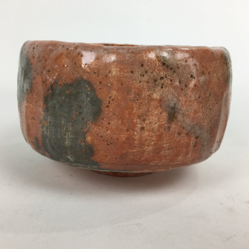 Japanese Ceramic Akaraku ware Tea Ceremony Bowl Vtg Red Matcha Chawan GTB789
