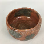 Japanese Ceramic Akaraku ware Tea Ceremony Bowl Vtg Red Matcha Chawan GTB789