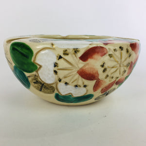 Japanese Ceramic Ashtray Vtg Haizara Pottery White Red Lotus Flower Design PP644