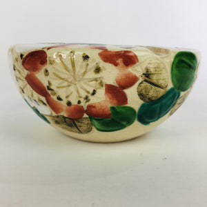Japanese Ceramic Ashtray Vtg Haizara Pottery White Red Lotus Flower Design PP644