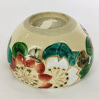 Japanese Ceramic Ashtray Vtg Haizara Pottery White Red Lotus Flower Design PP644