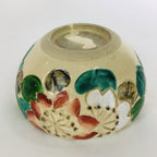 Japanese Ceramic Ashtray Vtg Haizara Pottery White Red Lotus Flower Design PP644