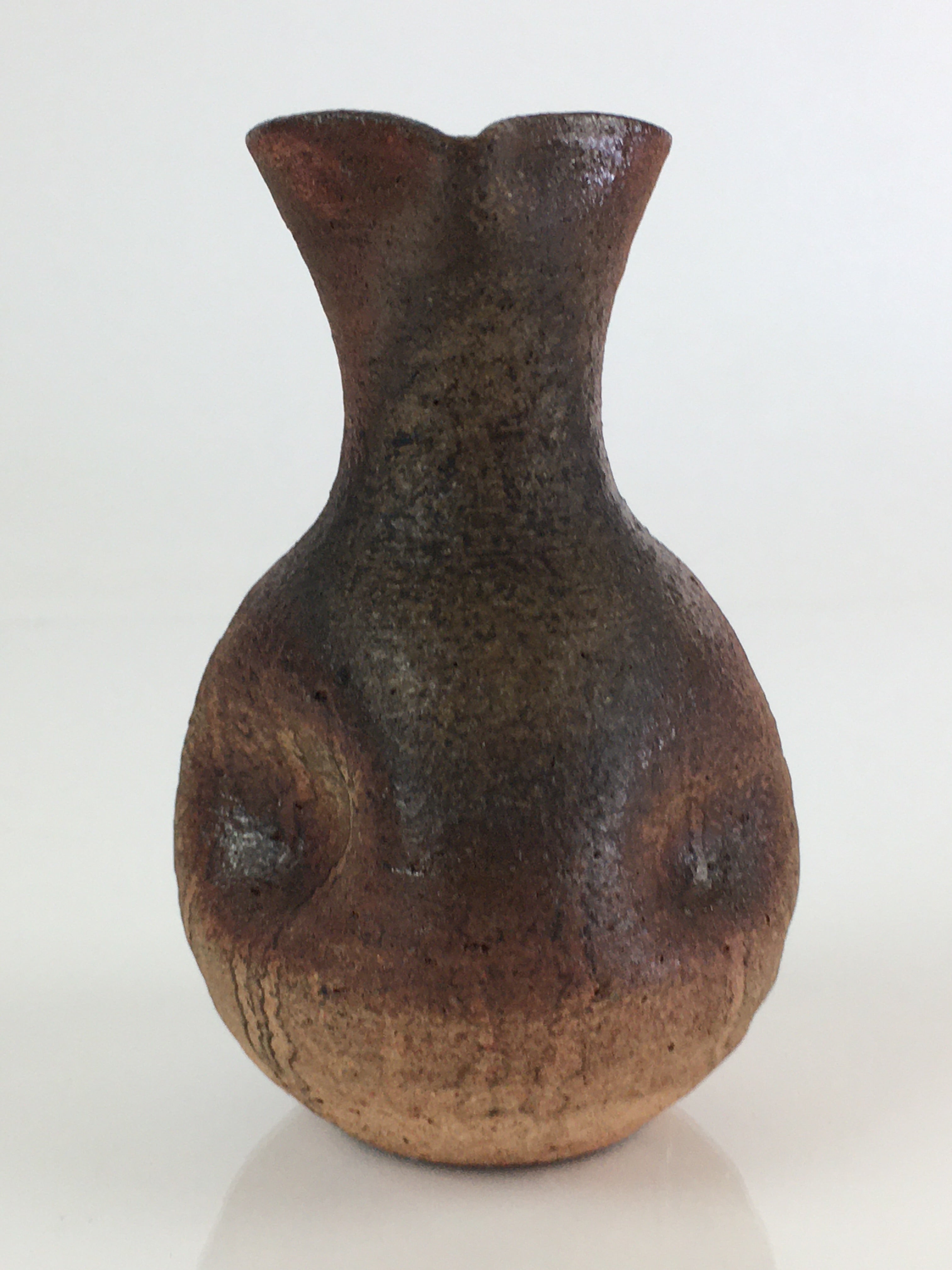 Japanese Ceramic Bizen Ware Sake Bottle Vtg Pottery Yakimono Tokkuri TS443