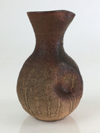 Japanese Ceramic Bizen Ware Sake Bottle Vtg Pottery Yakimono Tokkuri TS443