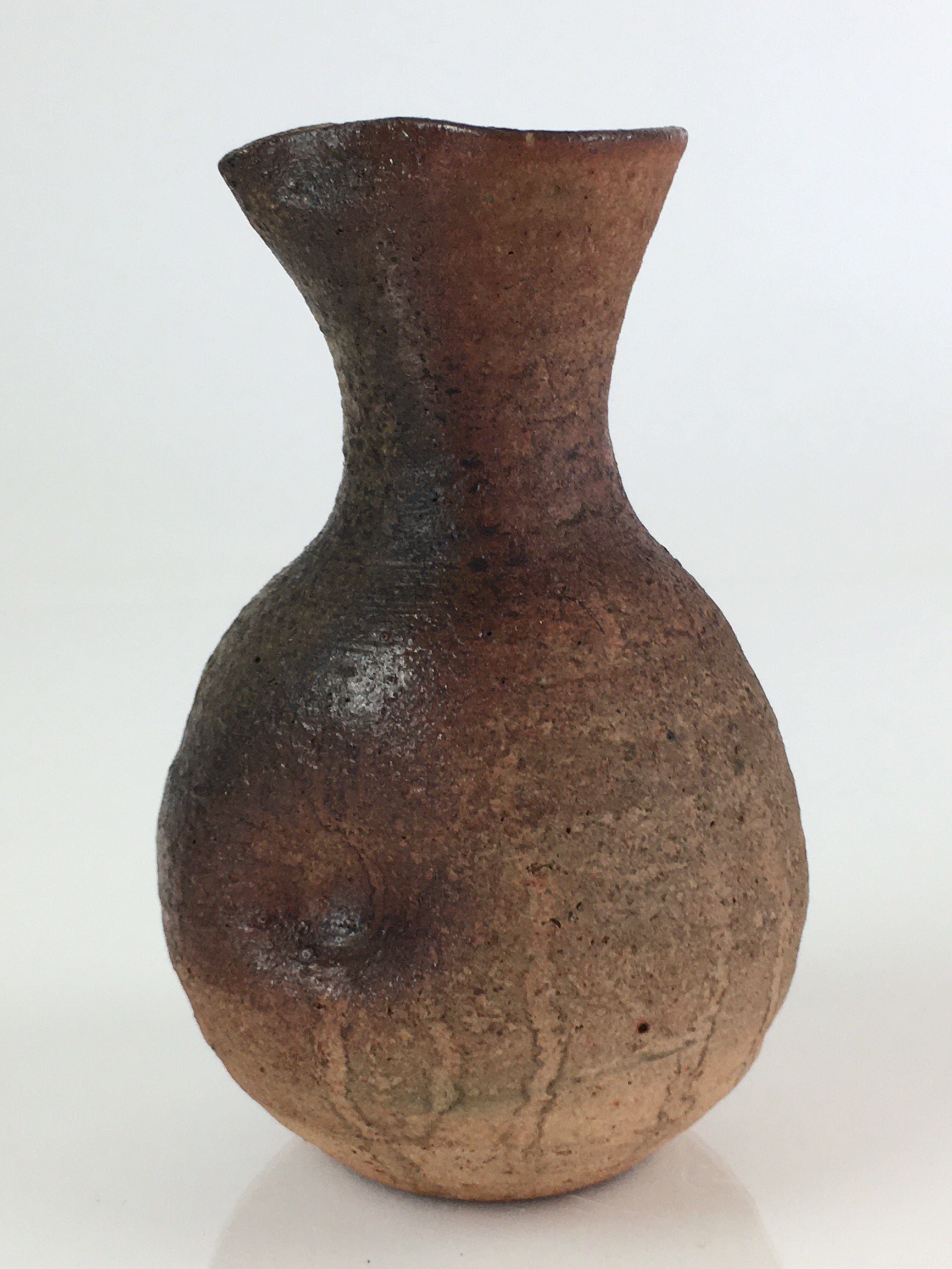 Japanese Ceramic Bizen Ware Sake Bottle Vtg Pottery Yakimono Tokkuri TS443
