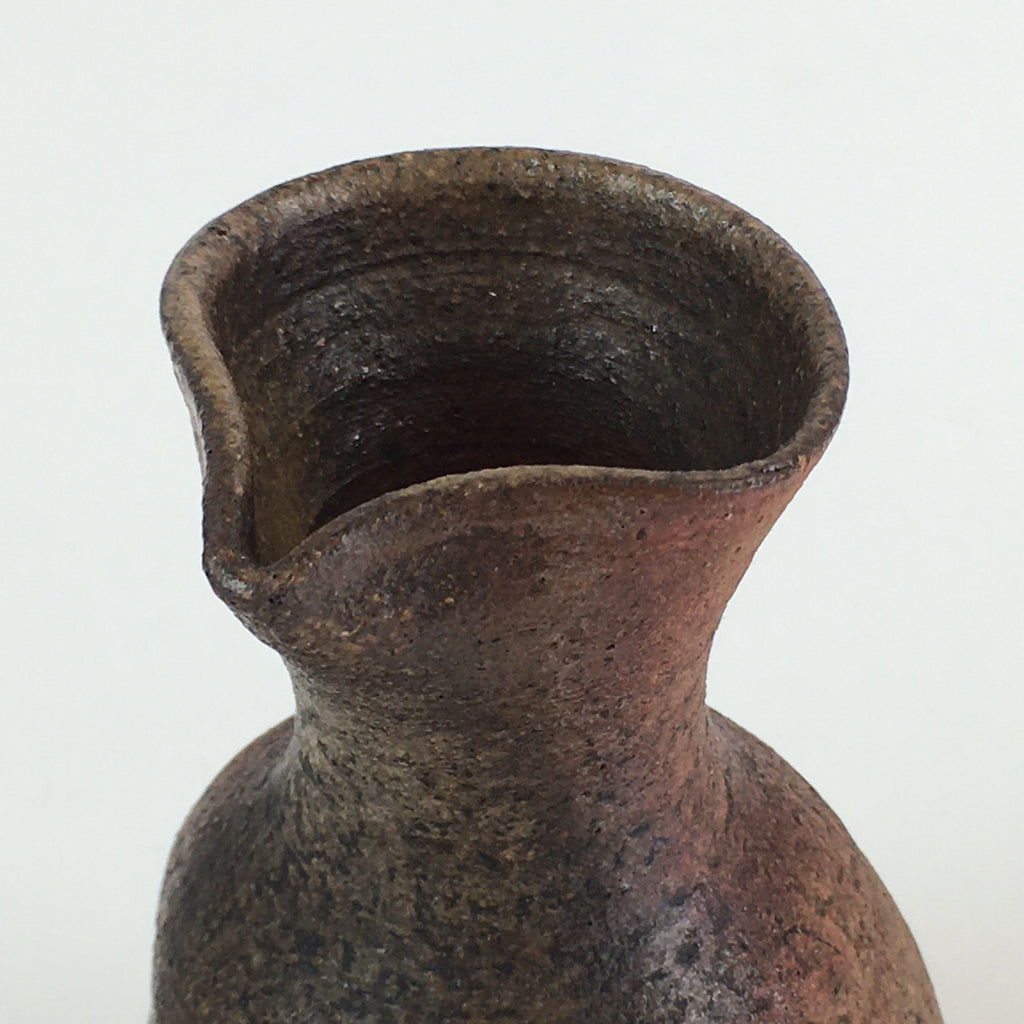 Japanese Ceramic Bizen Ware Sake Bottle Vtg Pottery Yakimono Tokkuri TS443