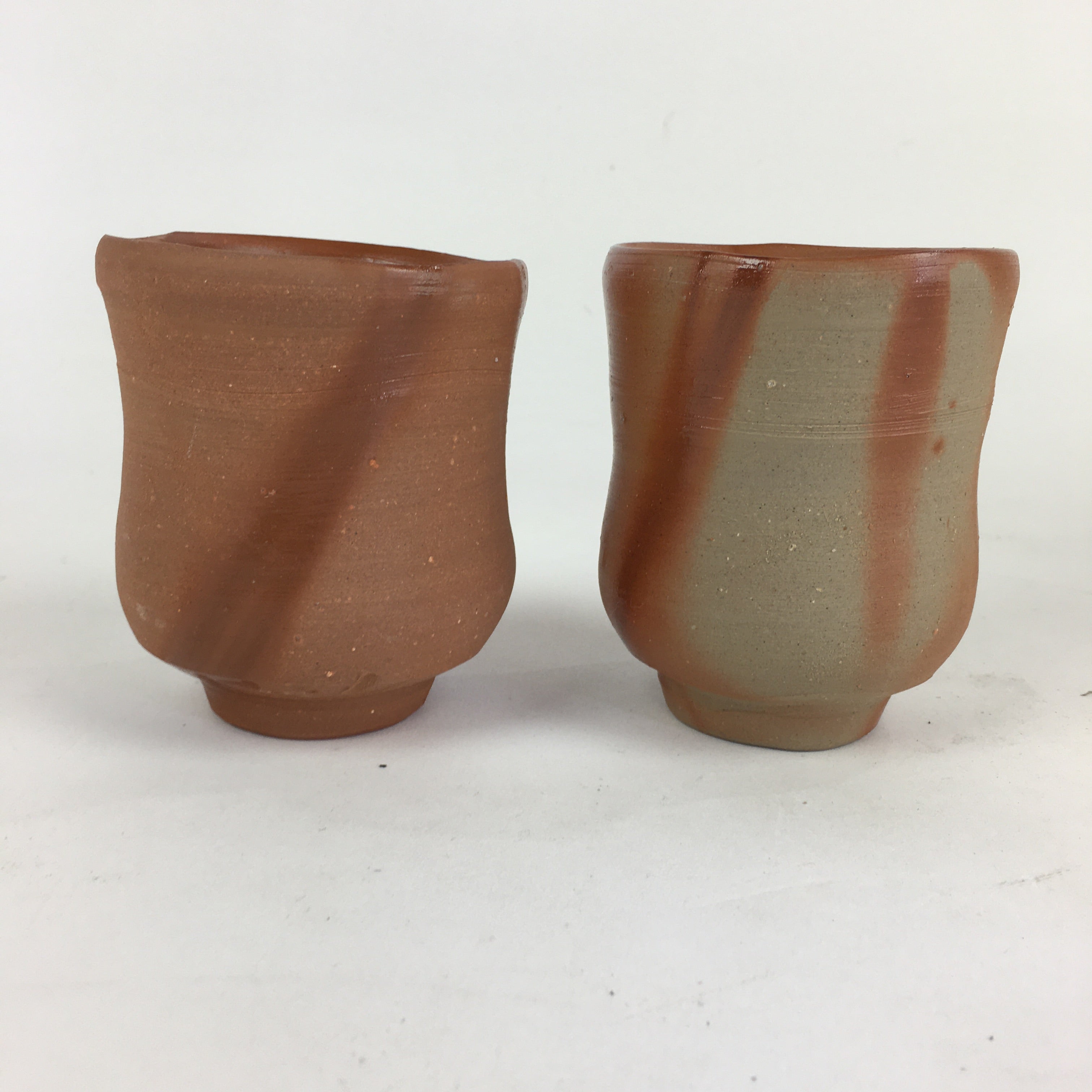 Japanese Ceramic Bizen Ware Teacup 2pc Pair Vtg Boxed Yunomi Sencha PX609