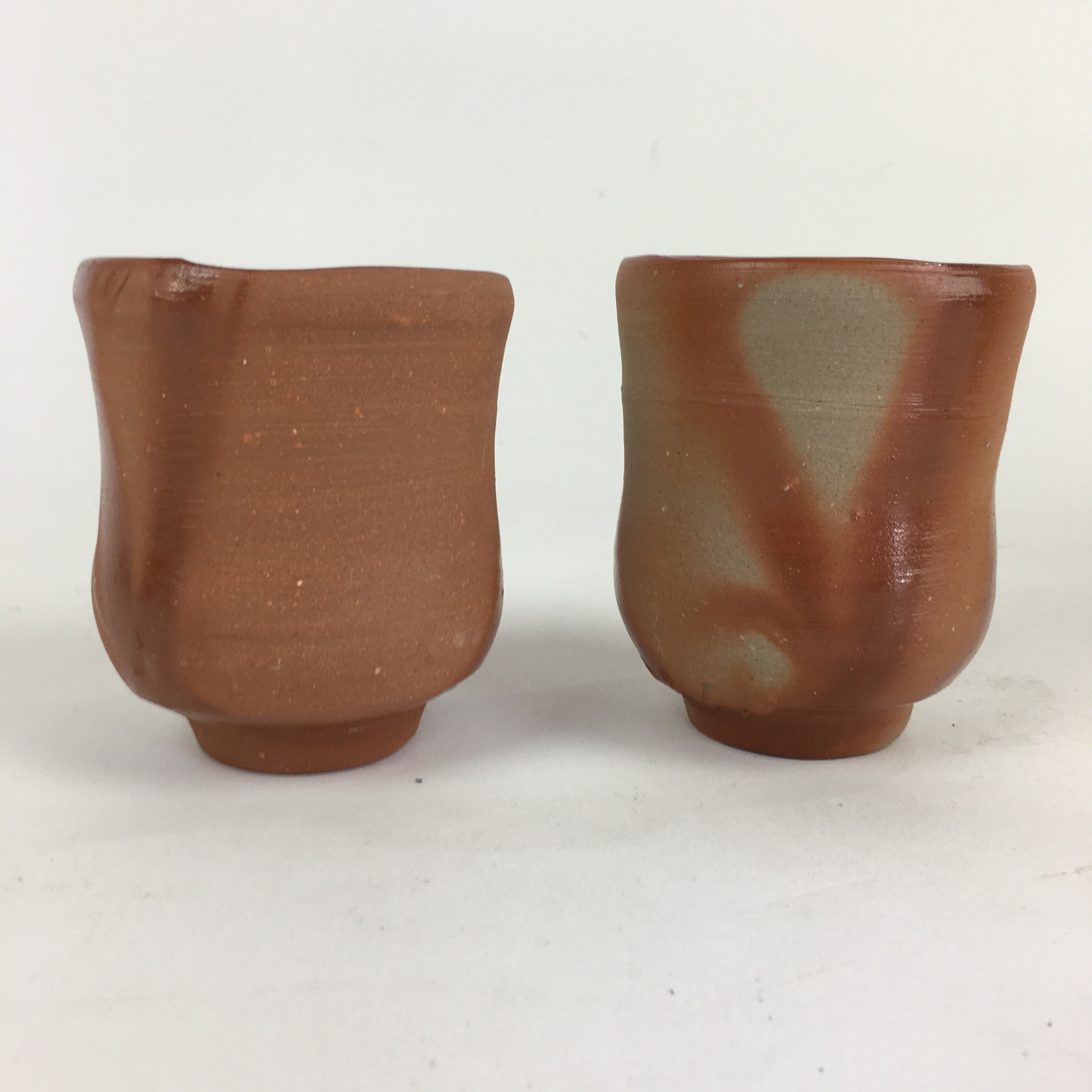 Japanese Ceramic Bizen Ware Teacup 2pc Pair Vtg Boxed Yunomi Sencha PX609