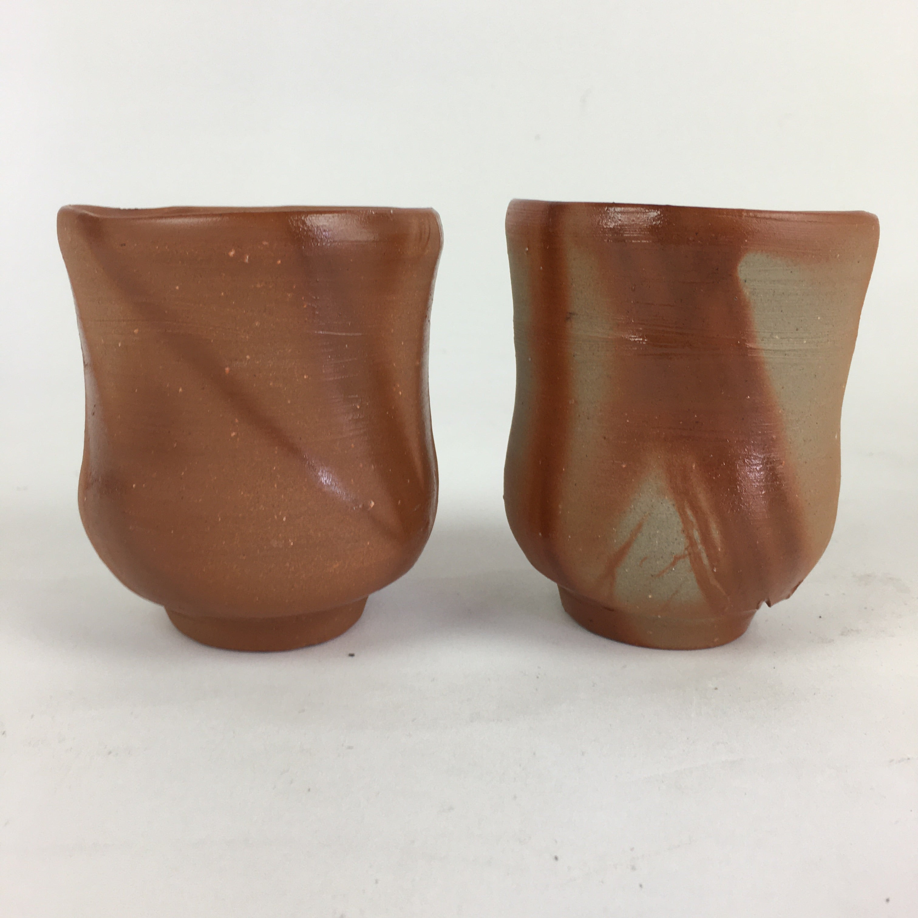 Japanese Ceramic Bizen Ware Teacup 2pc Pair Vtg Boxed Yunomi Sencha PX609