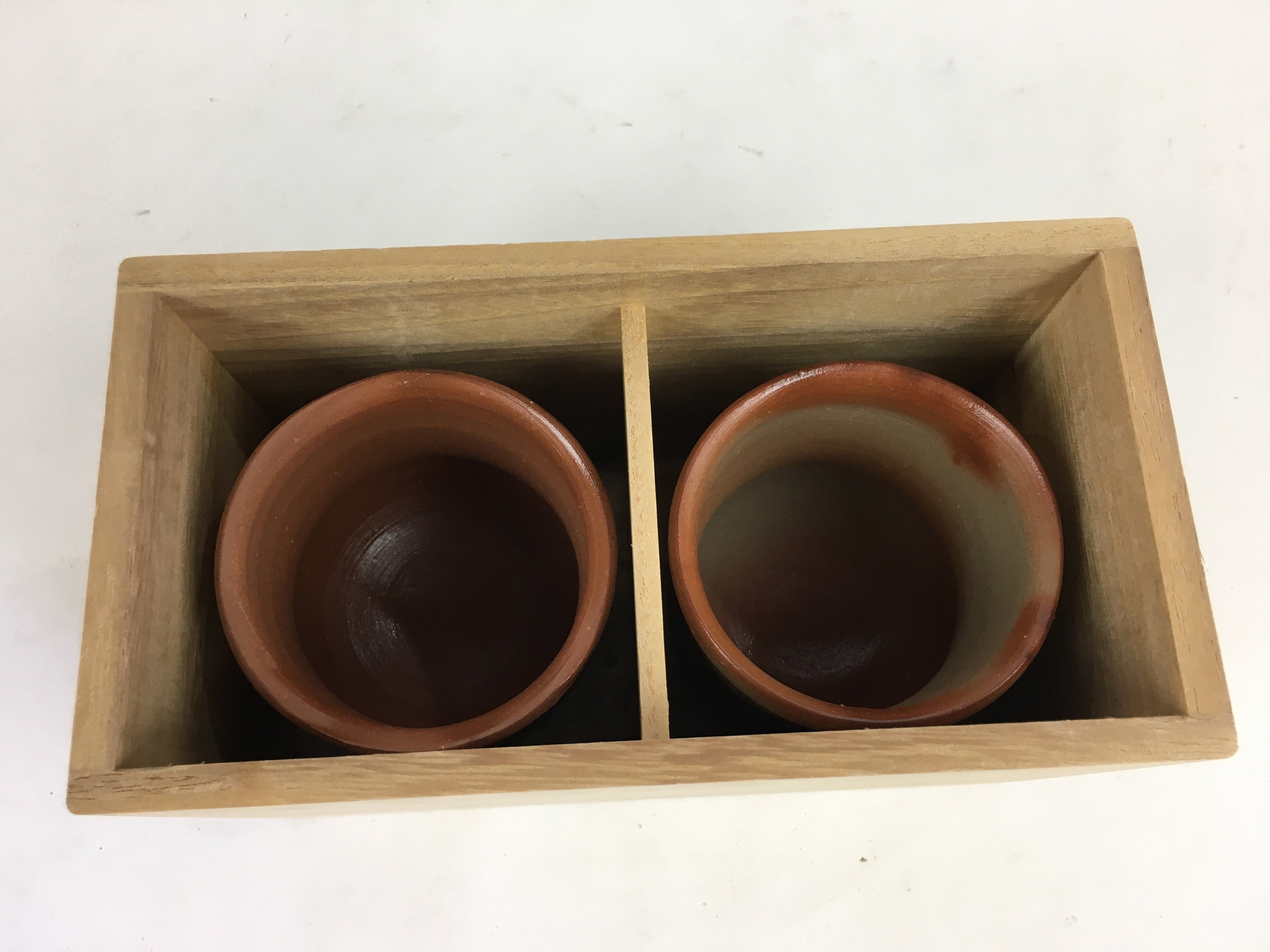 Japanese Ceramic Bizen Ware Teacup 2pc Pair Vtg Boxed Yunomi Sencha PX609