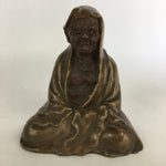 Japanese Ceramic Bodhidharma Statue Vtg 1930 Pottery Okimono Brown Daruma BD692