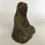 Japanese Ceramic Bodhidharma Statue Vtg 1930 Pottery Okimono Brown Daruma BD692