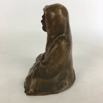 Japanese Ceramic Bodhidharma Statue Vtg 1930 Pottery Okimono Brown Daruma BD692