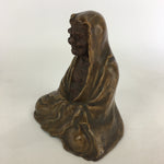 Japanese Ceramic Bodhidharma Statue Vtg 1930 Pottery Okimono Brown Daruma BD692