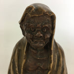 Japanese Ceramic Bodhidharma Statue Vtg 1930 Pottery Okimono Brown Daruma BD692