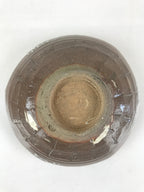 Japanese Ceramic Bowl Kashiki Kashibachi Vtg Pottery Kanji Happiness Joy Brown PX678