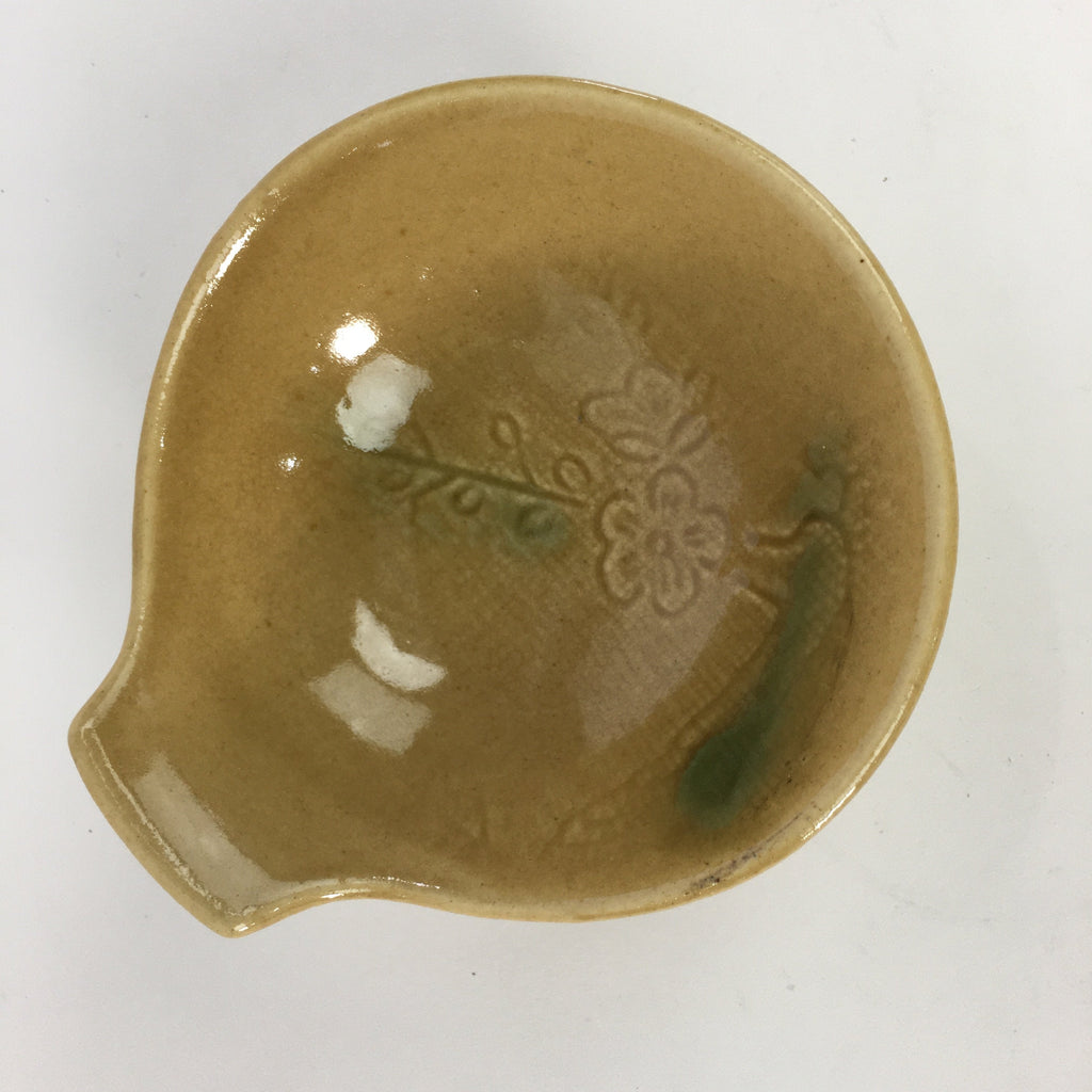 Japanese Ceramic Bowl Kiseto Ware Vtg Kobachi Yellow Green Flower PP498