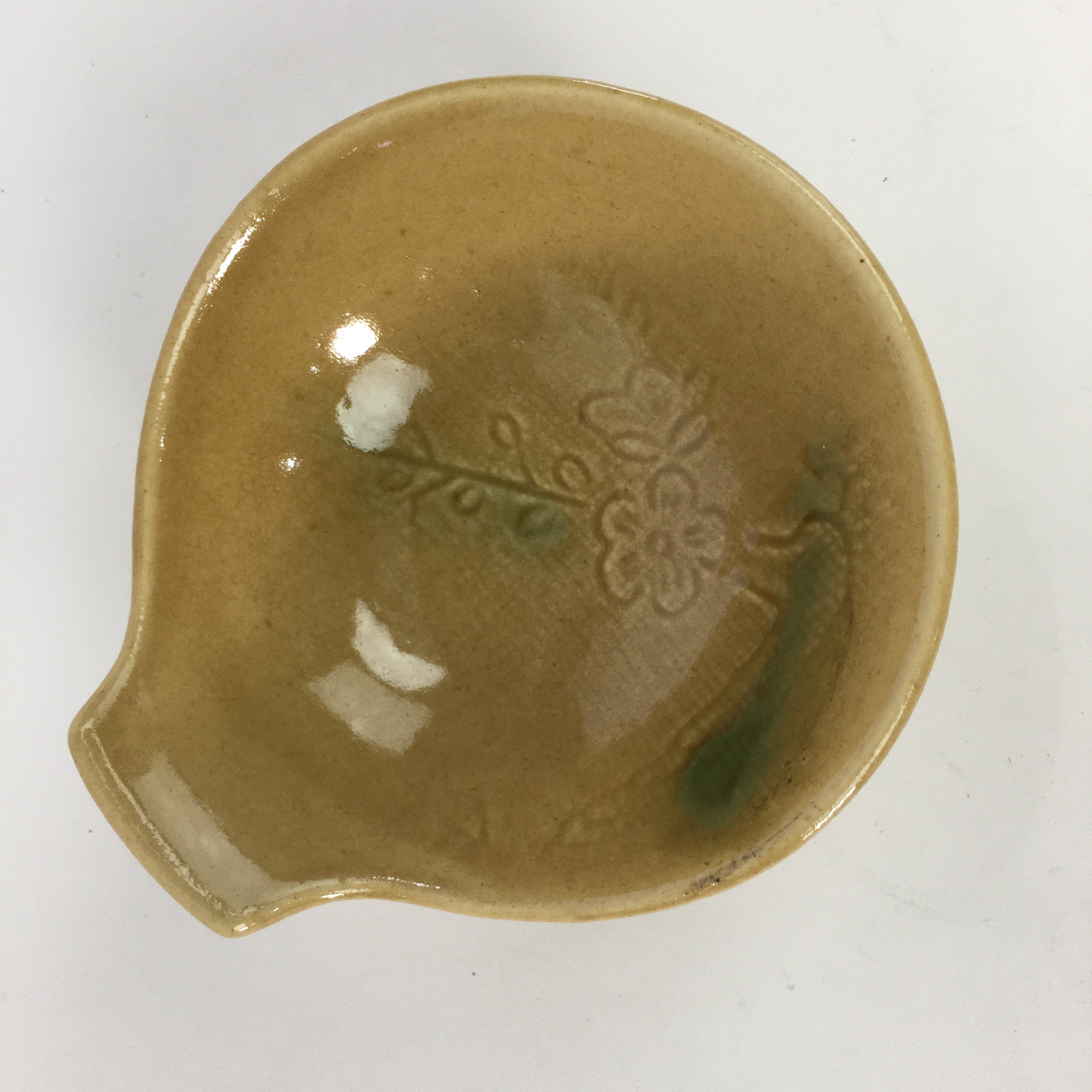 Japanese Ceramic Bowl Kiseto Ware Vtg Kobachi Yellow Green Flower PP498