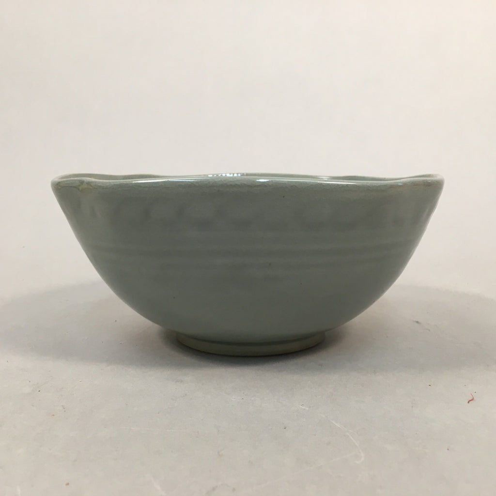 Japanese Ceramic Bowl Kyo ware Kyoto Vtg Round Pottery Blue Gray Floral PP336