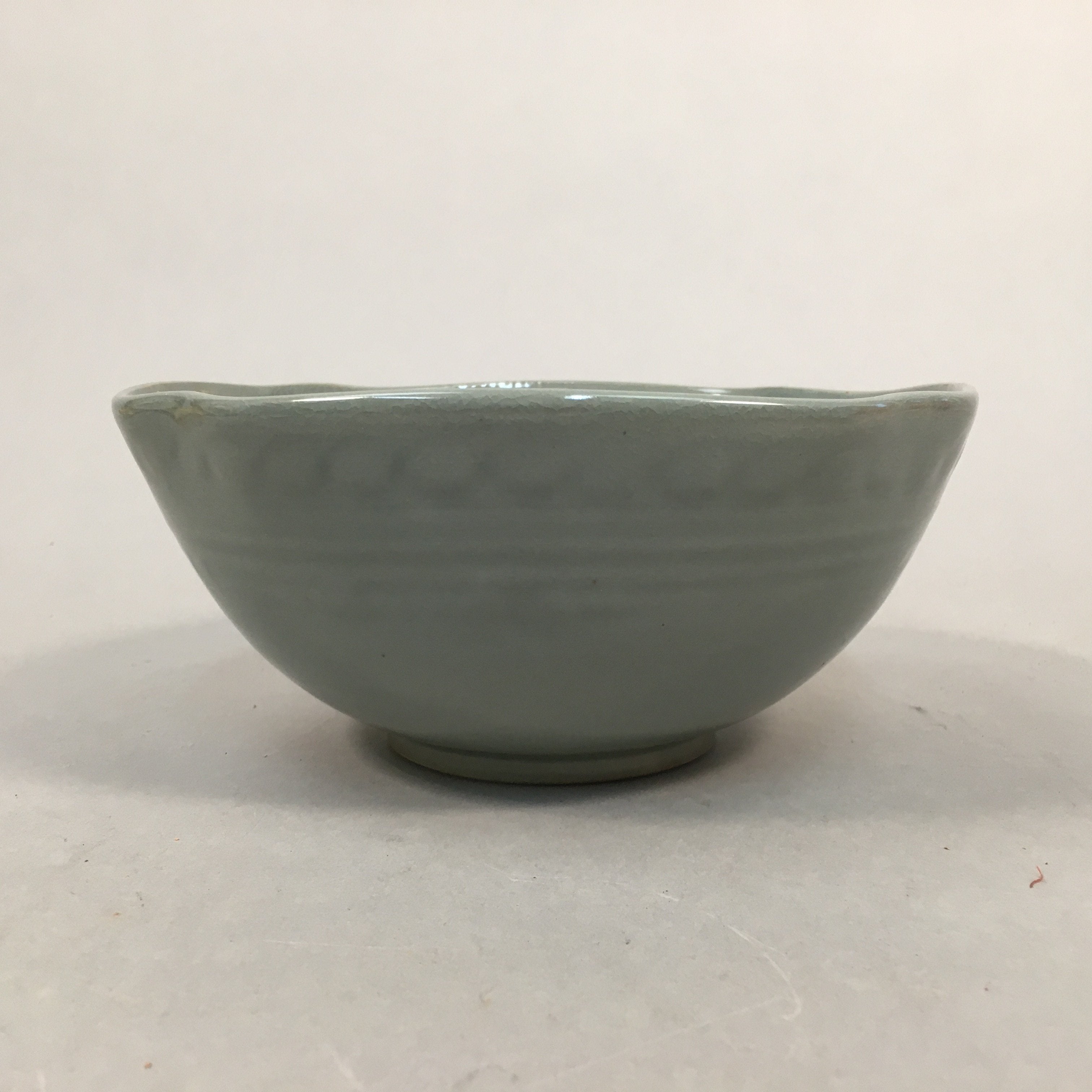 Japanese Ceramic Bowl Kyo ware Kyoto Vtg Round Pottery Blue Gray Floral PP336