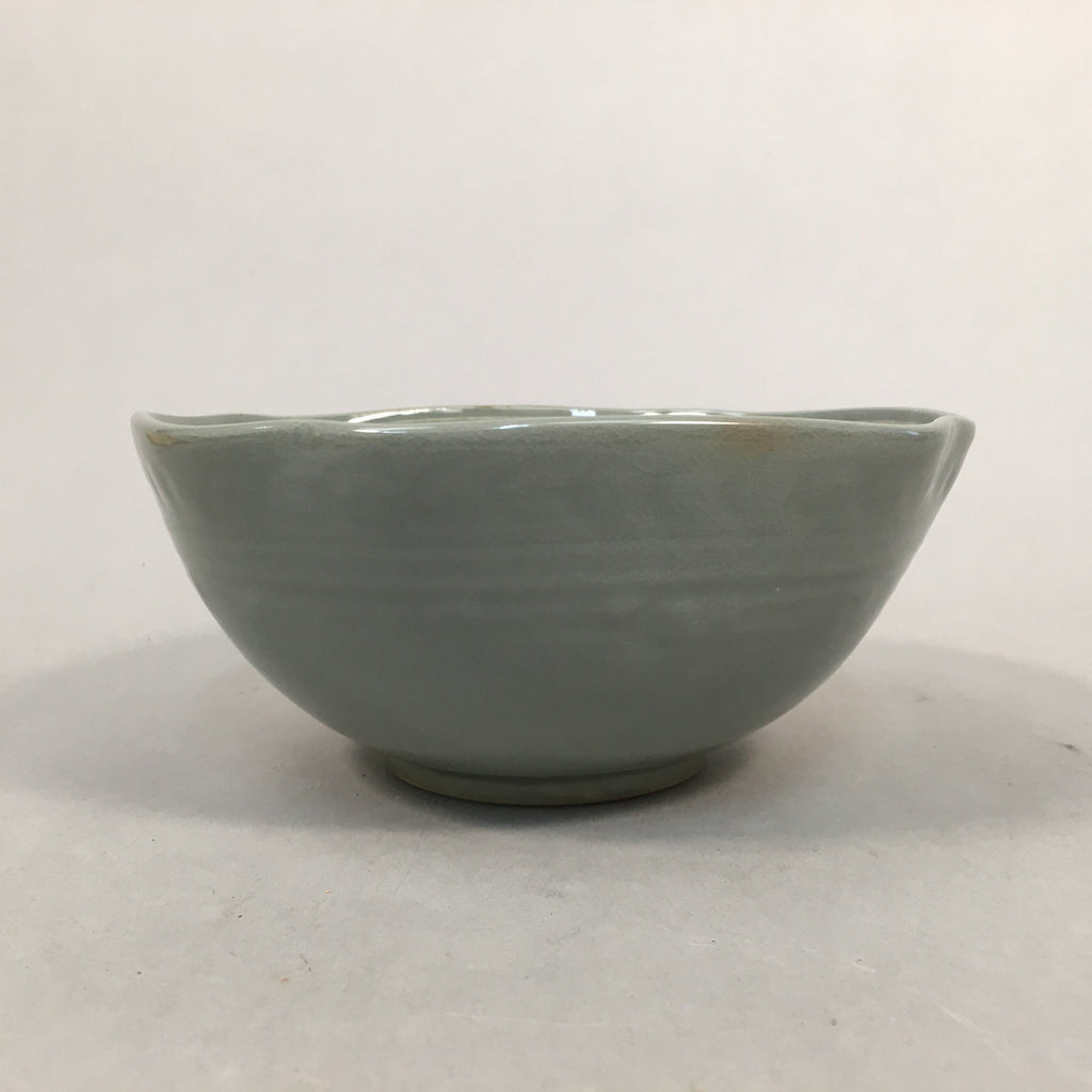 Japanese Ceramic Bowl Kyo ware Kyoto Vtg Round Pottery Blue Gray Floral PP336