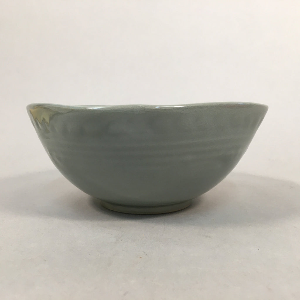 Japanese Ceramic Bowl Kyo ware Kyoto Vtg Round Pottery Blue Gray Floral PP336