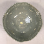 Japanese Ceramic Bowl Kyo ware Kyoto Vtg Round Pottery Blue Gray Floral PP336