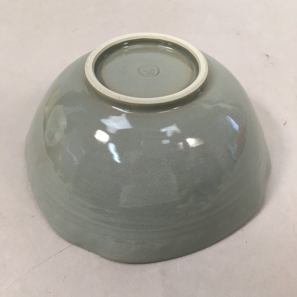 Japanese Ceramic Bowl Kyo ware Kyoto Vtg Round Pottery Blue Gray Floral PP336