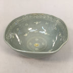 Japanese Ceramic Bowl Kyo ware Kyoto Vtg Round Pottery Blue Gray Floral PP336