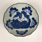Japanese Ceramic Bowl Vtg Pottery Blue Hand-Drawn Sea Turtle Design PP878