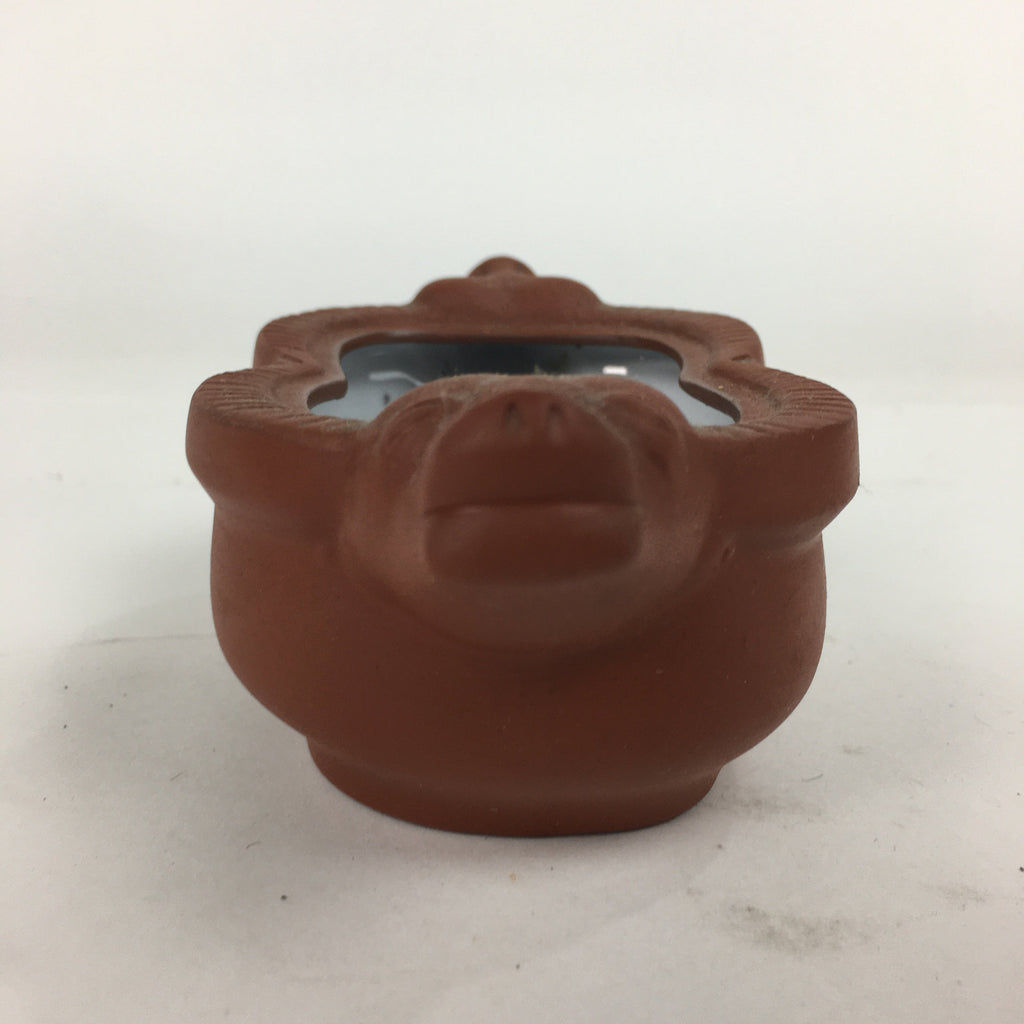 Japanese Ceramic Bowl Vtg Pottery Cow Tokoname ware Oval Red Clay Shudei PP746