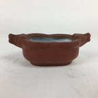 Japanese Ceramic Bowl Vtg Pottery Cow Tokoname ware Oval Red Clay Shudei PP746