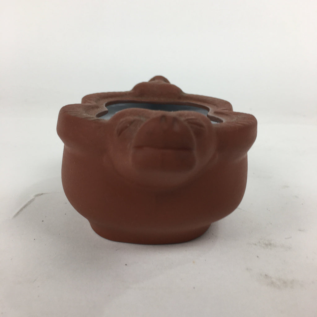 Japanese Ceramic Bowl Vtg Pottery Cow Tokoname ware Oval Red Clay Shudei PP746