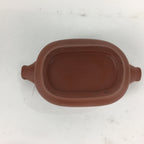 Japanese Ceramic Bowl Vtg Pottery Cow Tokoname ware Oval Red Clay Shudei PP746
