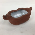 Japanese Ceramic Bowl Vtg Pottery Cow Tokoname ware Oval Red Clay Shudei PP746