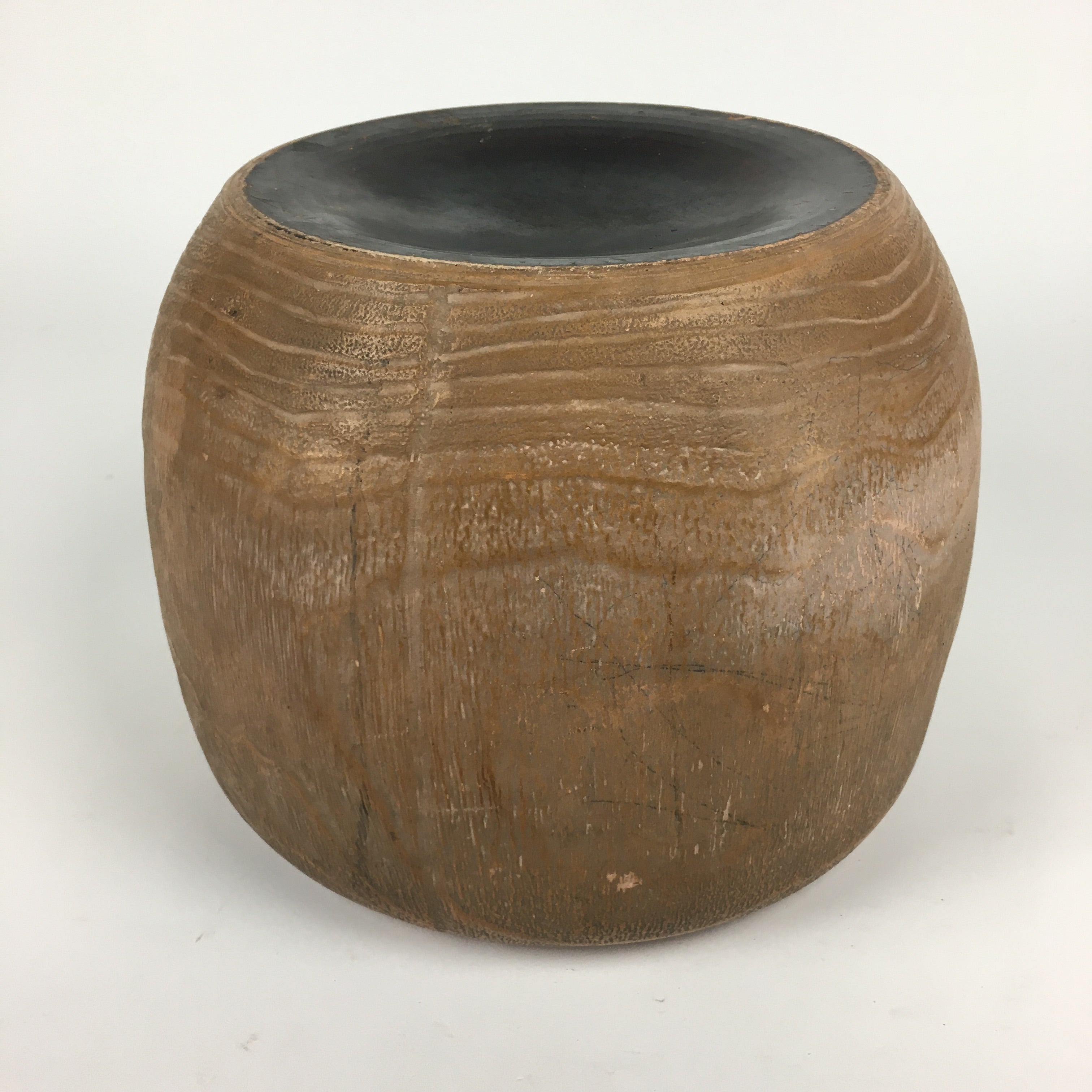 Japanese Ceramic Brazier Ash Pot Fire Pit Tea Ceremony Brown Hibachi FV948