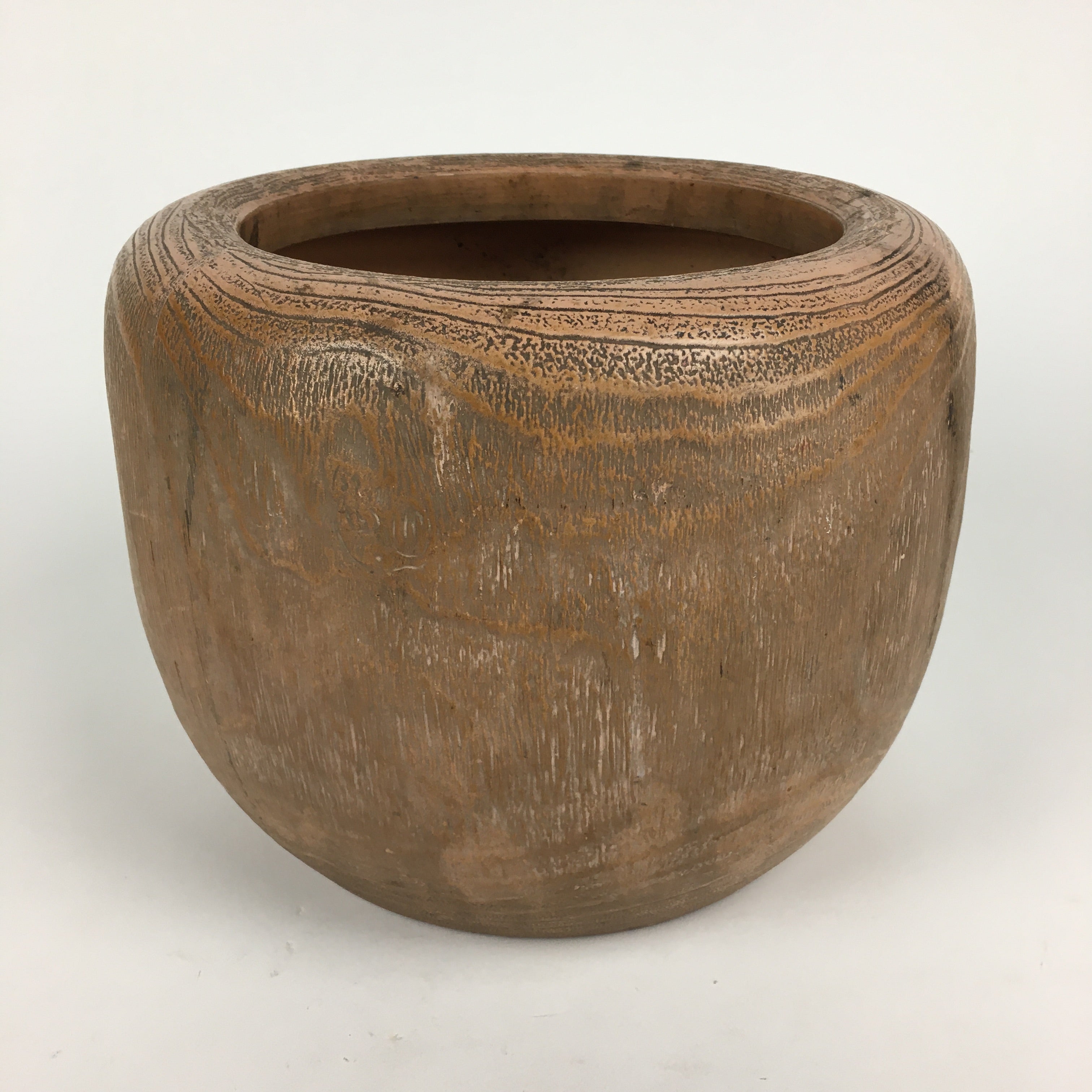 Japanese Ceramic Brazier Ash Pot Fire Pit Tea Ceremony Brown Hibachi FV948